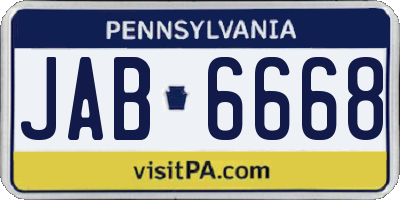 PA license plate JAB6668