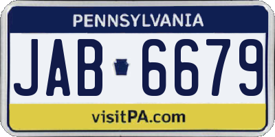 PA license plate JAB6679