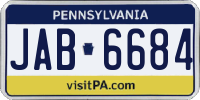 PA license plate JAB6684