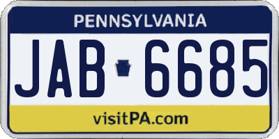 PA license plate JAB6685