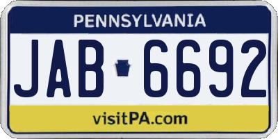 PA license plate JAB6692