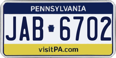 PA license plate JAB6702