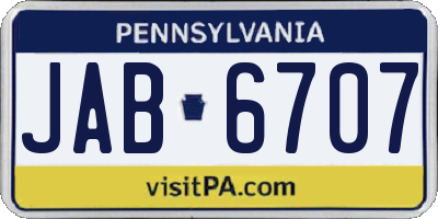 PA license plate JAB6707