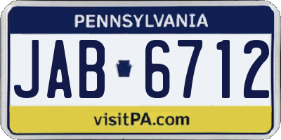 PA license plate JAB6712