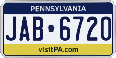 PA license plate JAB6720