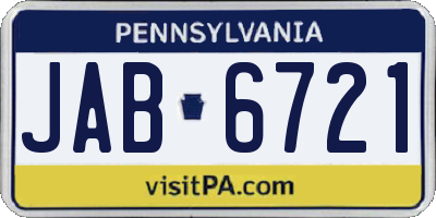 PA license plate JAB6721