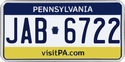 PA license plate JAB6722