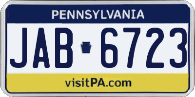 PA license plate JAB6723