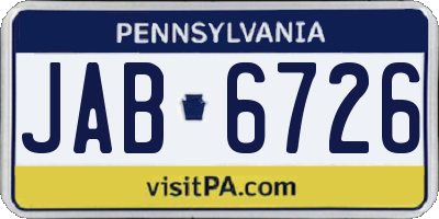 PA license plate JAB6726