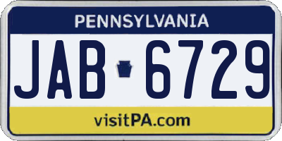 PA license plate JAB6729