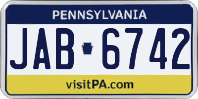 PA license plate JAB6742