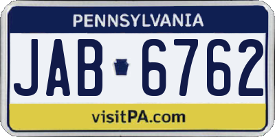 PA license plate JAB6762