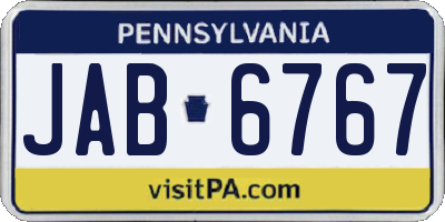 PA license plate JAB6767