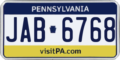 PA license plate JAB6768