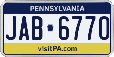 PA license plate JAB6770