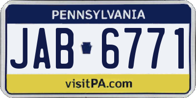 PA license plate JAB6771