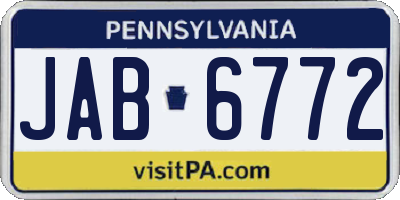 PA license plate JAB6772