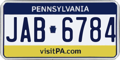 PA license plate JAB6784