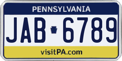 PA license plate JAB6789