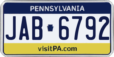 PA license plate JAB6792