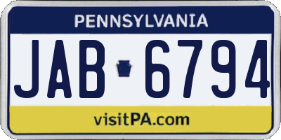 PA license plate JAB6794