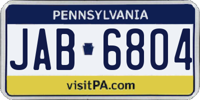 PA license plate JAB6804