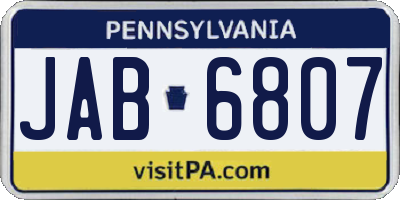 PA license plate JAB6807