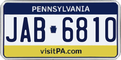 PA license plate JAB6810