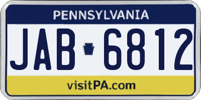 PA license plate JAB6812