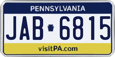PA license plate JAB6815