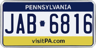 PA license plate JAB6816