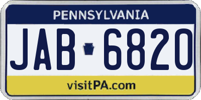 PA license plate JAB6820