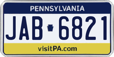 PA license plate JAB6821