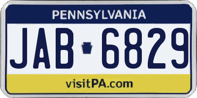 PA license plate JAB6829