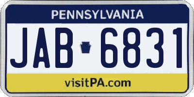 PA license plate JAB6831