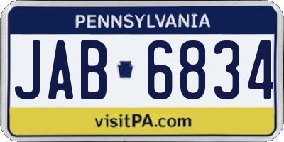 PA license plate JAB6834