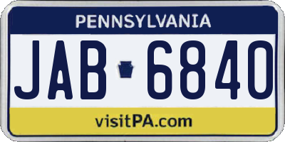 PA license plate JAB6840