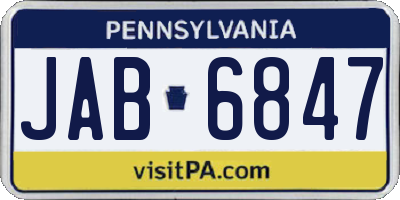 PA license plate JAB6847