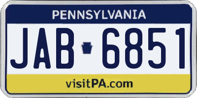 PA license plate JAB6851