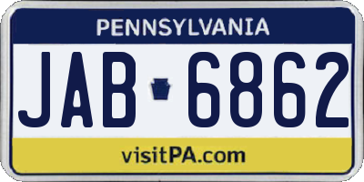 PA license plate JAB6862