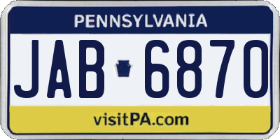 PA license plate JAB6870