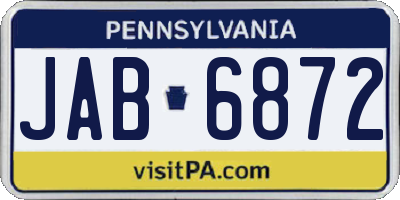 PA license plate JAB6872