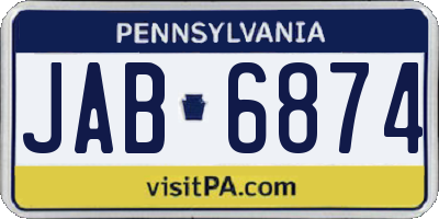 PA license plate JAB6874