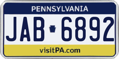 PA license plate JAB6892