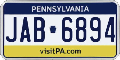 PA license plate JAB6894