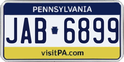 PA license plate JAB6899