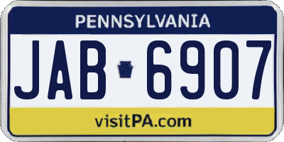 PA license plate JAB6907