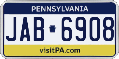 PA license plate JAB6908