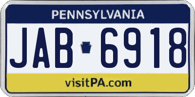 PA license plate JAB6918