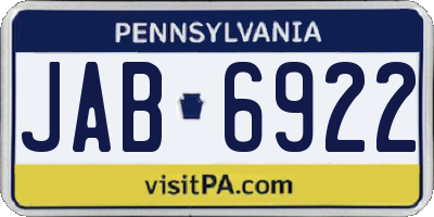 PA license plate JAB6922